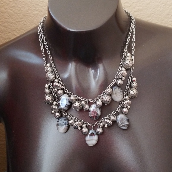 NWT Metal and Stones Double Strands Necklace - Picture 2 of 5